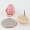 Ripple Stone Stud Earrings with Metallic Border
