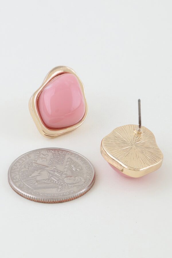 Ripple Stone Stud Earrings with Metallic Border