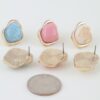 Ripple Stone Stud Earrings with Metallic Border