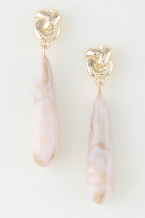 Marble Knot Teardrop Earrings - Sculpted Stone Drop