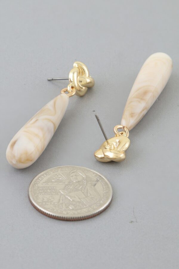 Marble Knot Teardrop Earrings - Sculpted Stone Drop