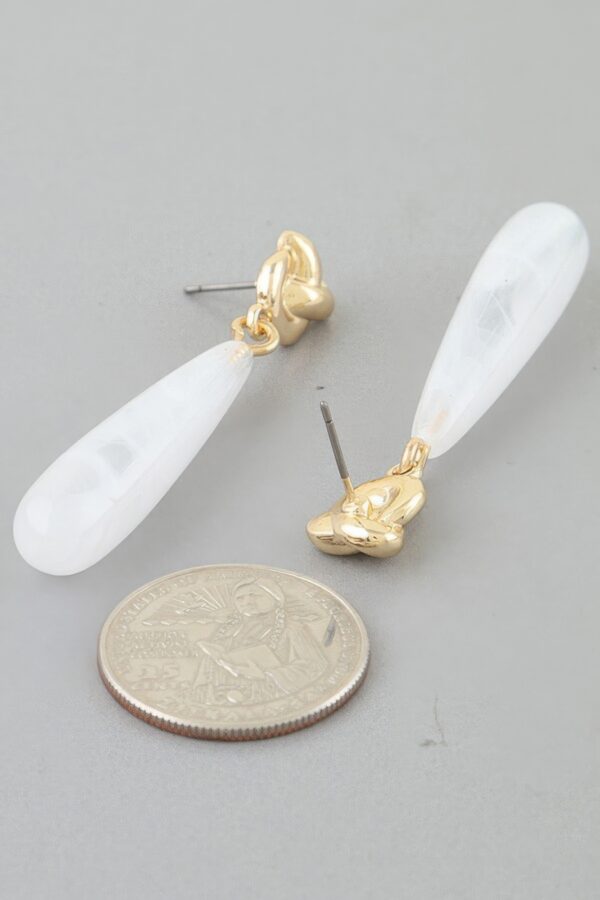 Marble Knot Teardrop Earrings - Sculpted Stone Drop