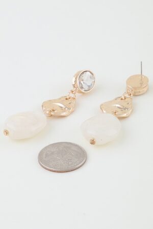 Hammered Crystal Drop Earrings with Swirling Stone