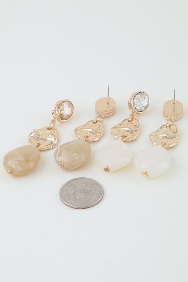 Hammered Crystal Drop Earrings with Swirling Stone