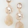 Hammered Crystal Drop Earrings with Swirling Stone