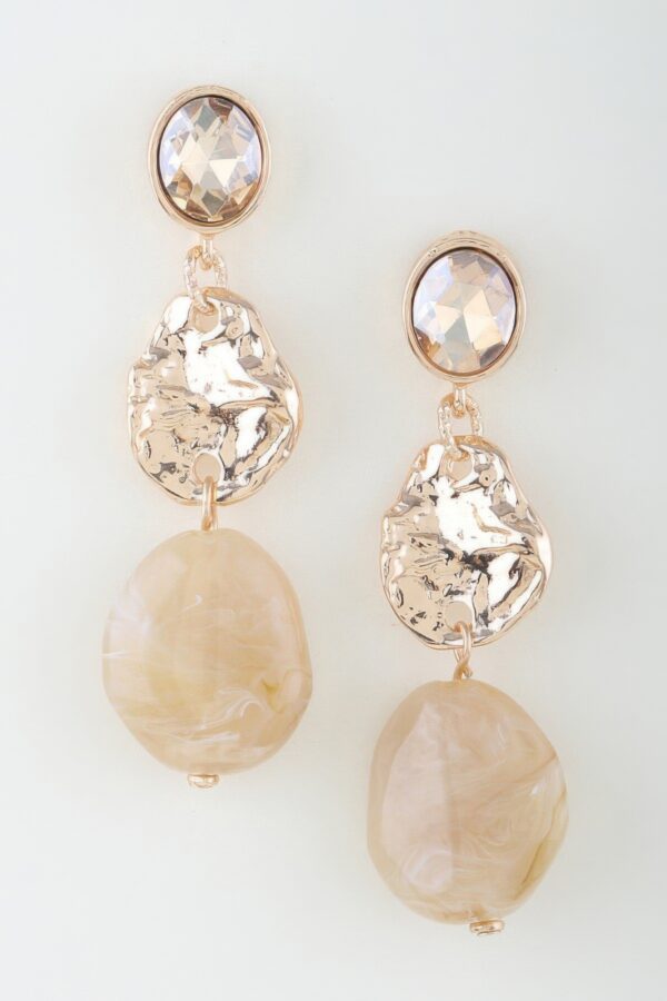 Hammered Crystal Drop Earrings with Swirling Stone