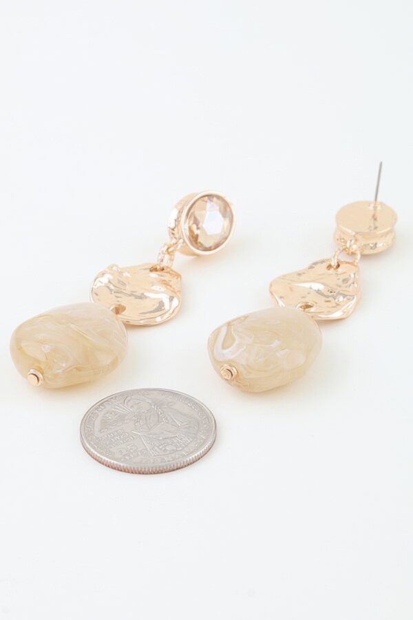 Hammered Crystal Drop Earrings with Swirling Stone