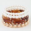 Marble Tube Beaded Bracelet Set with Metallic Accents