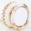 Marble Tube Beaded Bracelet Set with Metallic Accents