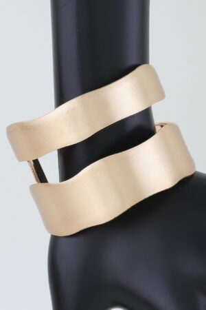 Hammered Double Wave Open Cuff Bracelet