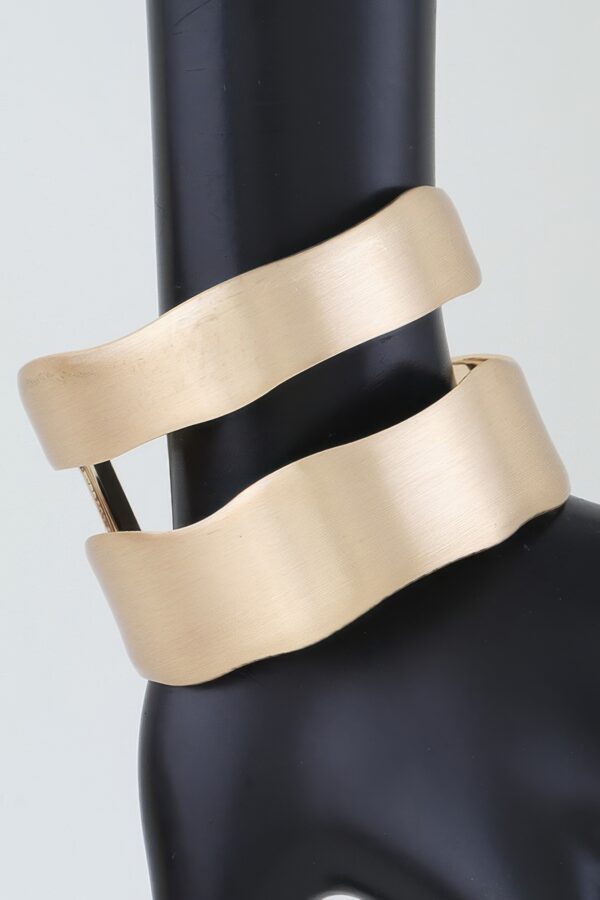 Hammered Double Wave Open Cuff Bracelet
