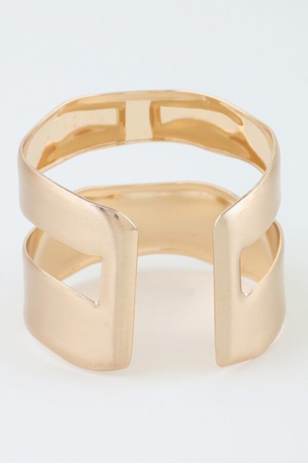 Hammered Double Wave Open Cuff Bracelet