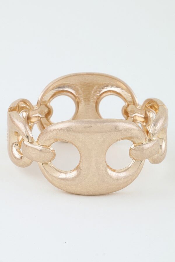Hammered Mariner Cuff Bracelet with Curved Links