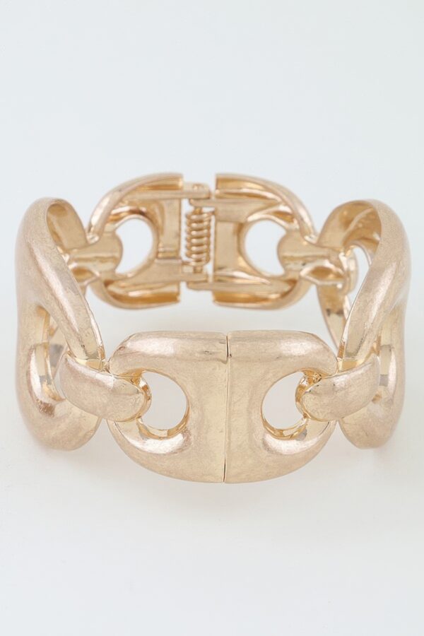 Hammered Mariner Cuff Bracelet with Curved Links