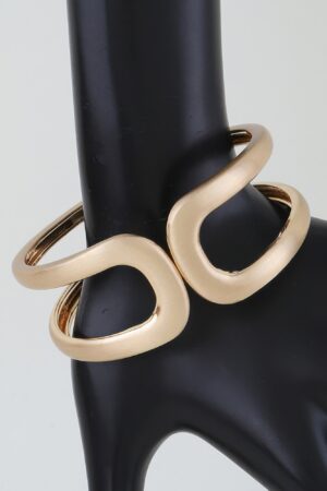 Hammered Double-Loop Open Cuff Bracelet