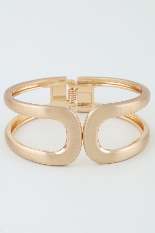 Hammered Double-Loop Open Cuff Bracelet