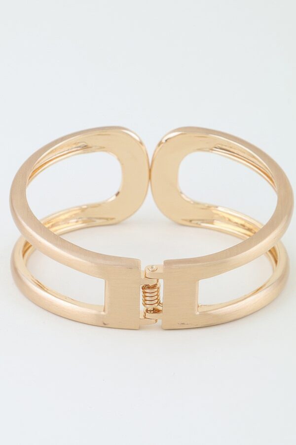 Hammered Double-Loop Open Cuff Bracelet