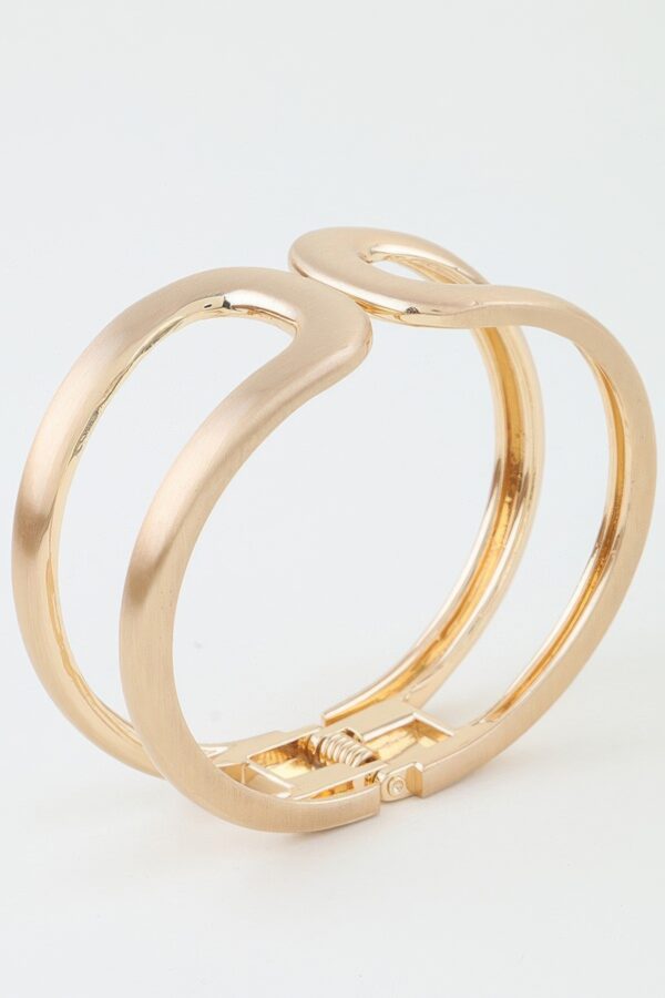 Hammered Double-Loop Open Cuff Bracelet