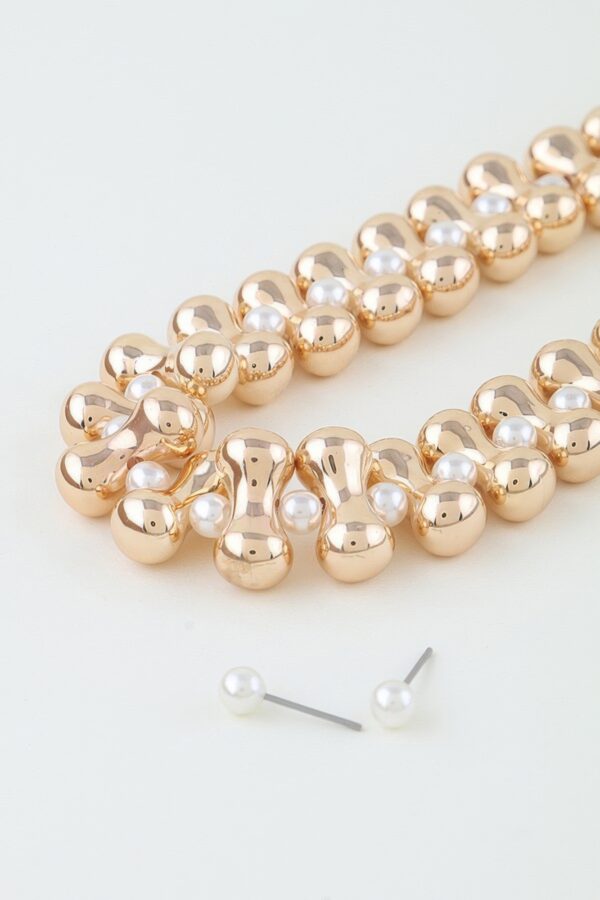Hourglass Multi-Bead Necklace with Pearl Accents