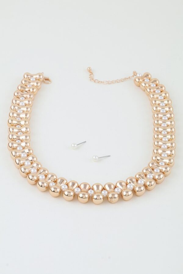 Hourglass Multi-Bead Necklace with Pearl Accents