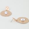 Pearl Drop Earrings with Hammered Frame