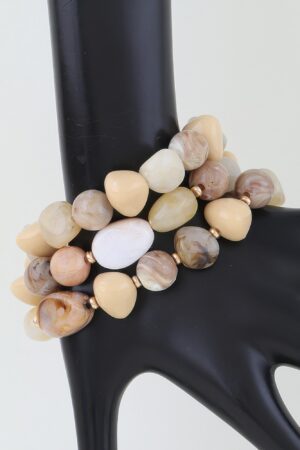 Multi Marble Stone Beaded Bracelet - Multi-Strand Gloss
