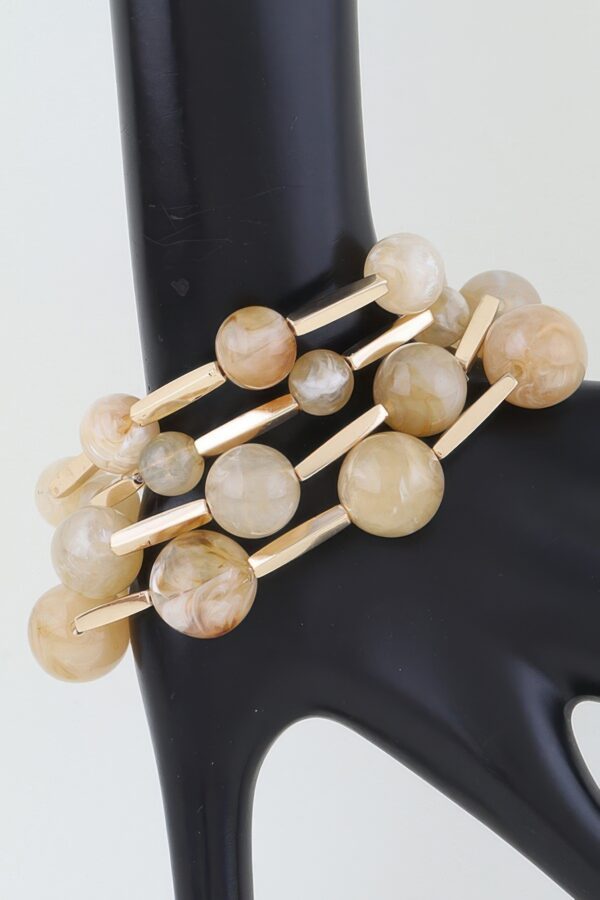 Marble Stone Multi-Strand Beaded Tube Bracelet