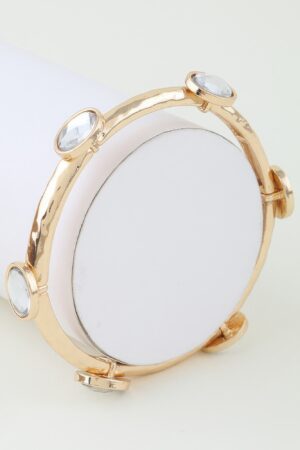Textured Band Pearl Charm Cuff Bracelet