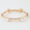 Textured Band Pearl Charm Cuff Bracelet