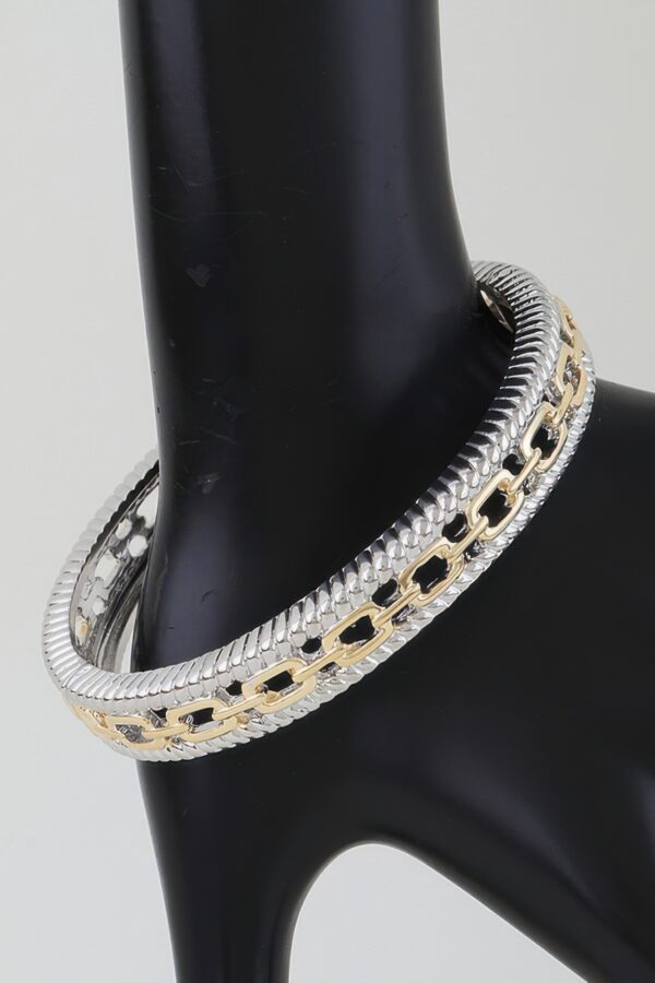 Two-Tone Twisted Chain Bracelet - Layered Textured Finish