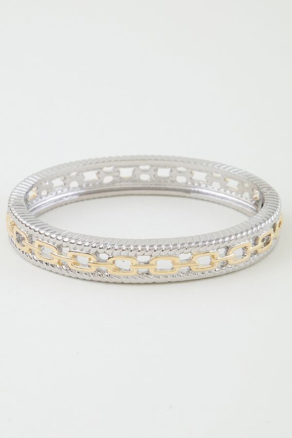 Two-Tone Twisted Chain Bracelet - Layered Textured Finish