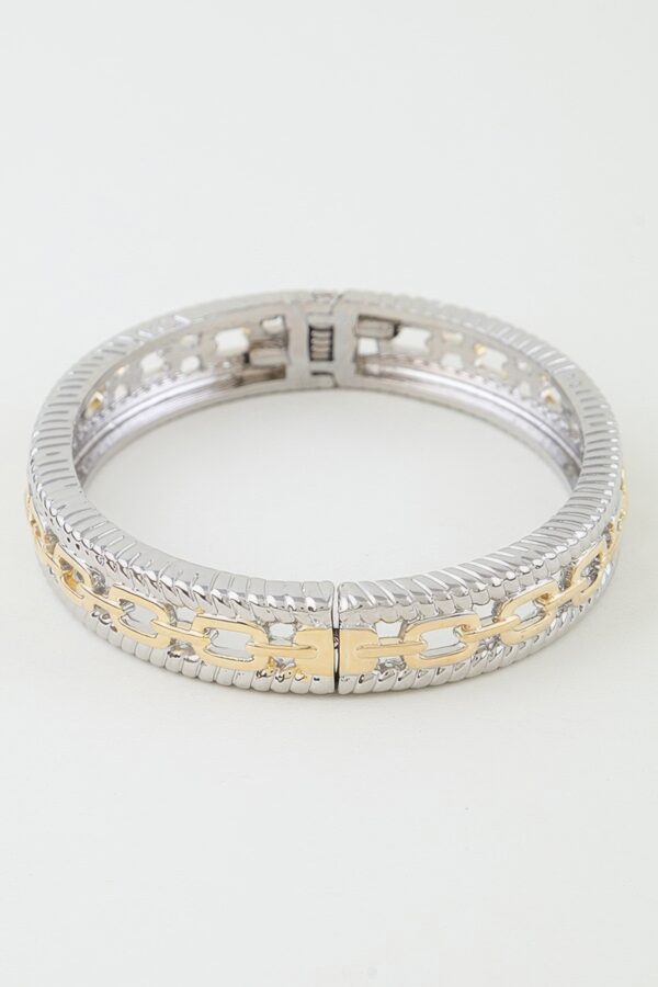 Two-Tone Twisted Chain Bracelet - Layered Textured Finish