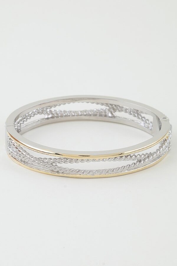 Two-Tone Twisted Layered Cuff Bracelet