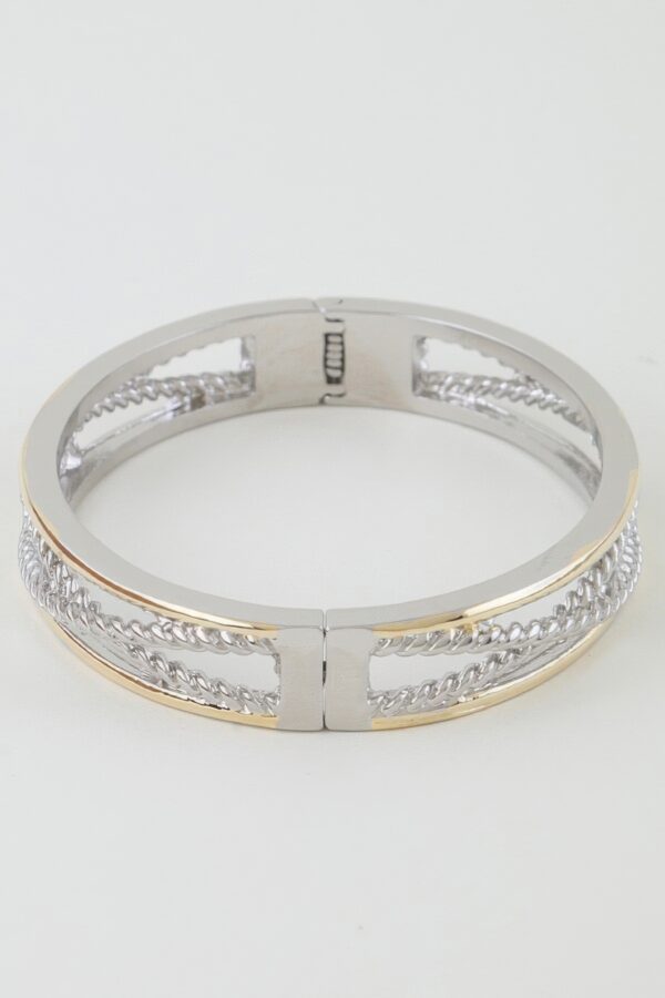 Two-Tone Twisted Layered Cuff Bracelet