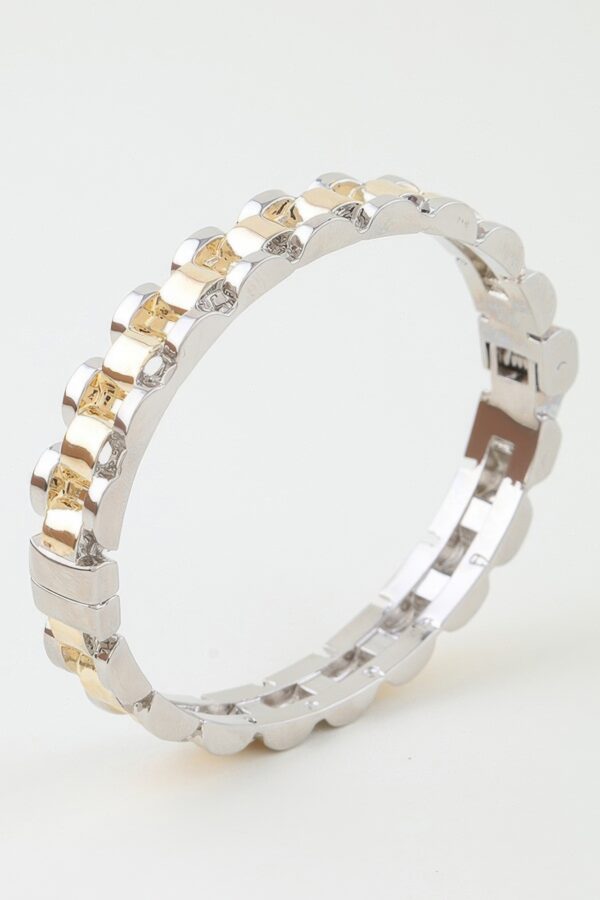 Box Chain Cuff Bracelet - Two-Tone Polished Finish