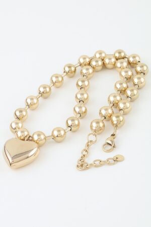 Yours Truly Bead-Chain Heart Necklace - Polished Pendant