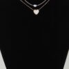 Double Chain Necklace with Heart Pendant - Dainty Layered