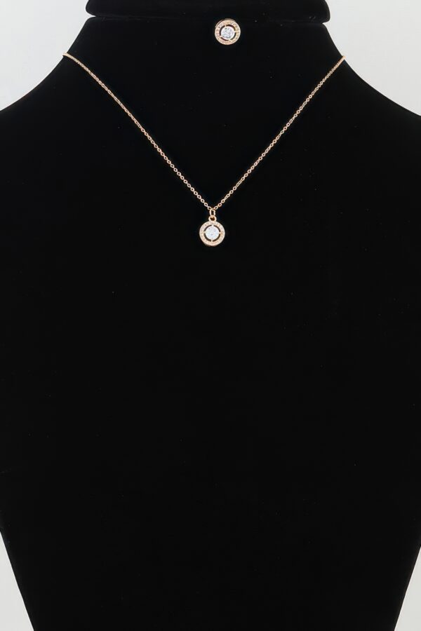Rhinestone Pendant Necklace Set with Matching Studs