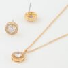 Rhinestone Pendant Necklace Set with Matching Studs