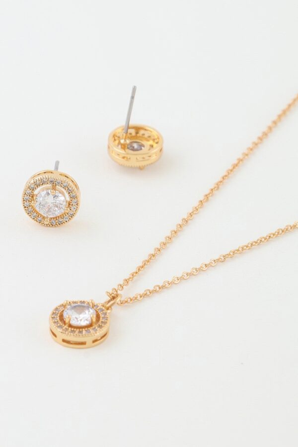 Rhinestone Pendant Necklace Set with Matching Studs