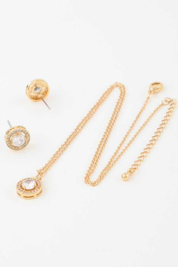 Rhinestone Pendant Necklace Set with Matching Studs