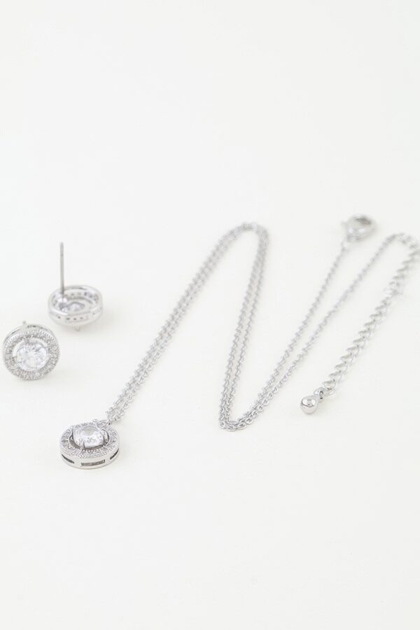 Rhinestone Pendant Necklace Set with Matching Studs