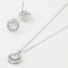 Rhinestone Pendant Necklace Set with Matching Studs
