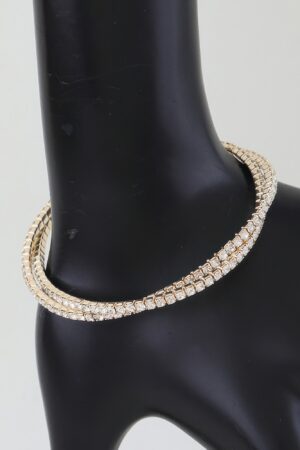 Interlocked Cubic Rhinestone Cuff Bracelet - Slim Layered