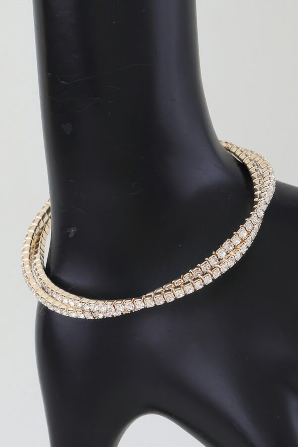 Interlocked Cubic Rhinestone Cuff Bracelet - Slim Layered