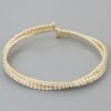 Interlocked Cubic Rhinestone Cuff Bracelet - Slim Layered