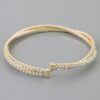Interlocked Cubic Rhinestone Cuff Bracelet - Slim Layered
