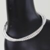 Interlocked Cubic Rhinestone Cuff Bracelet - Slim Layered