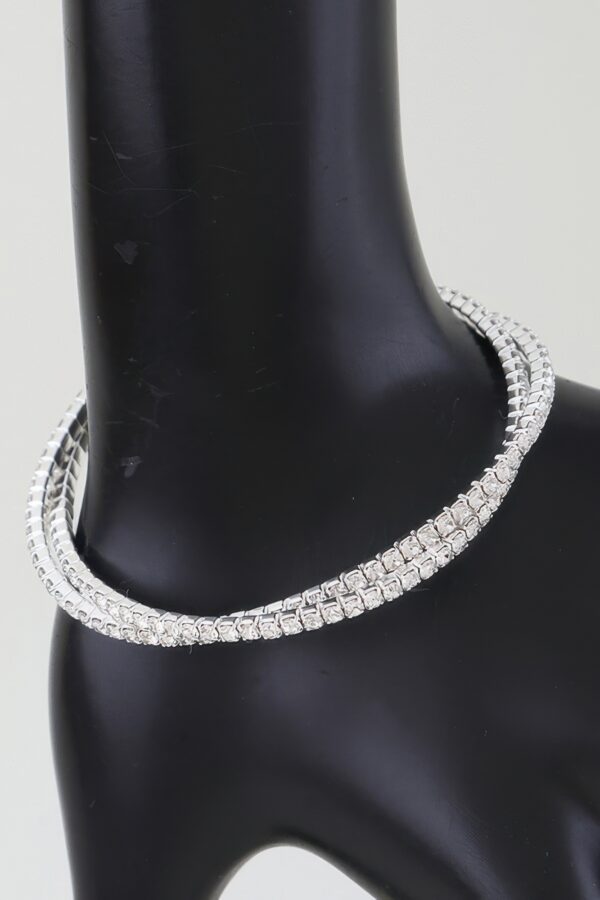 Interlocked Cubic Rhinestone Cuff Bracelet - Slim Layered