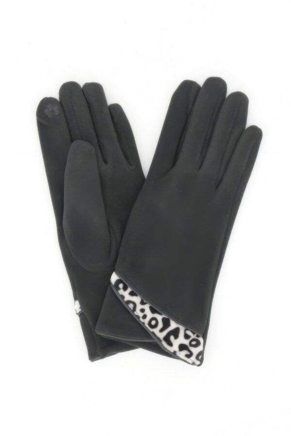 Touchscreen Gloves with Leopard Cuff Trim